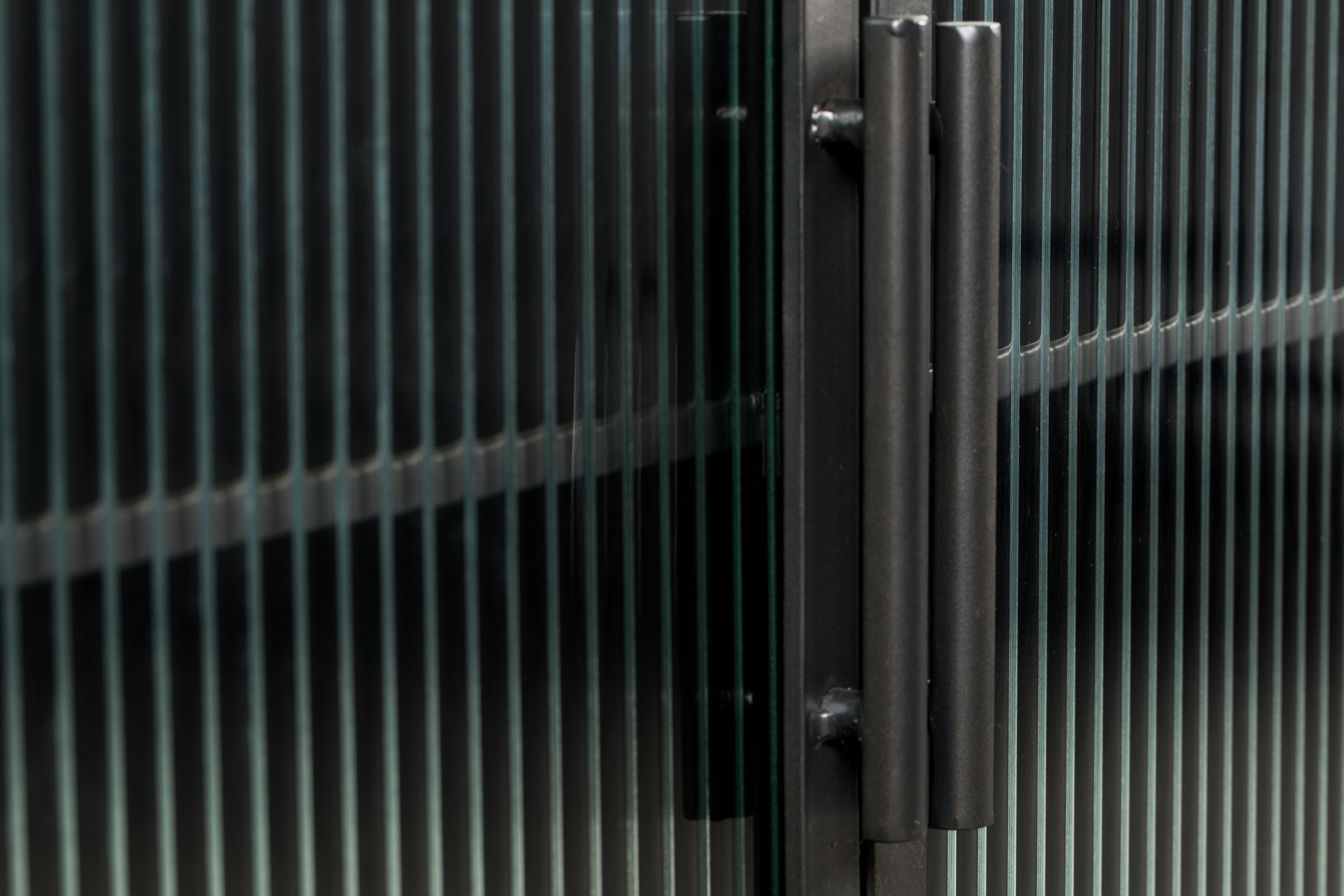 Dutchbone Boli Black Steel & Ribbed Glass Sideboard Large